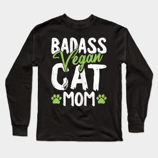 Egan Cat Mom Mothers Day Badass Mama Paw Print Kitten Lover Long Sleeve T-Shirt